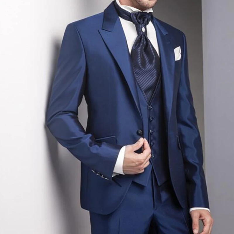 

Men Suits Slim Fit Wedding Tuxedo Groom 3Pieces Business Male Fashion Formal Clothing Coat Vest With Pants