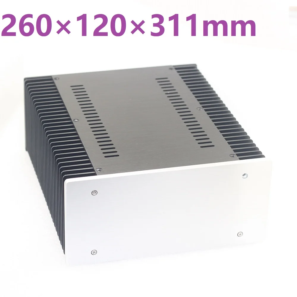 

W260 H120 D311 Heatsink Anodized Shell Audio Preamplifier Enclosure Rear Tube AMP PSU DAC Decoder Cabinet Aluminum Chassis Case