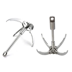 Foldable Survival Grappling Hook 3/4 Claws Climbing Claw Stainless Steel Outdoor Climbing Rescue Grappling Hook Wall Equipment