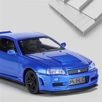 1:32 NISSAN Skyline Ares GTR R34 Alloy Sport Car Model Diecast & Toy Racing Vehicles Car Model Simulation Sound Light Kids Gifts 2