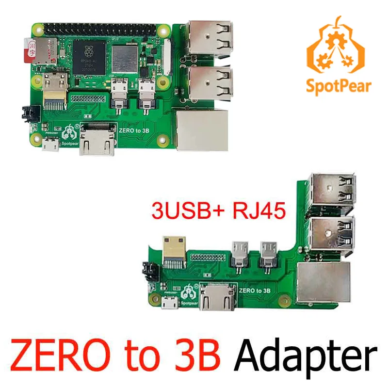 Raspberry Pi Zero 2w to 3B/4B interface adapter Zero to Pi3/Pi4 / Pi5 Expansion Board Zero Pi0 USB HUB RJ45 HAT