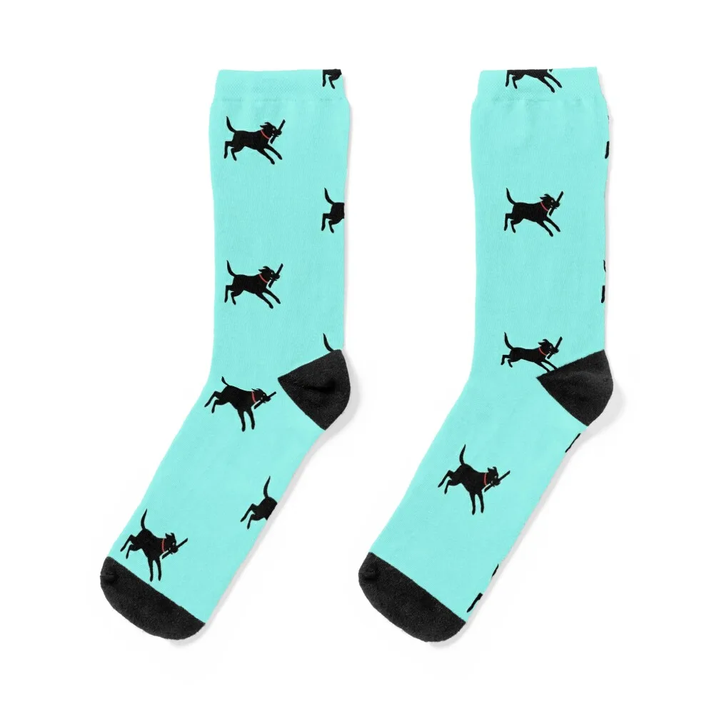 

Happy Black Lab Running Cute Labrador Retriever Socks Lots Heating sock sports stockings gift Luxury Woman Socks Men's