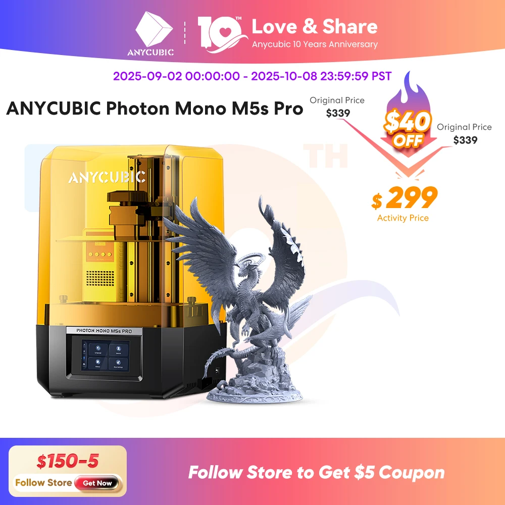 ANYCUBIC Photon Mono M5s Pro 3Dプリンター,10.1インチLCD樹脂