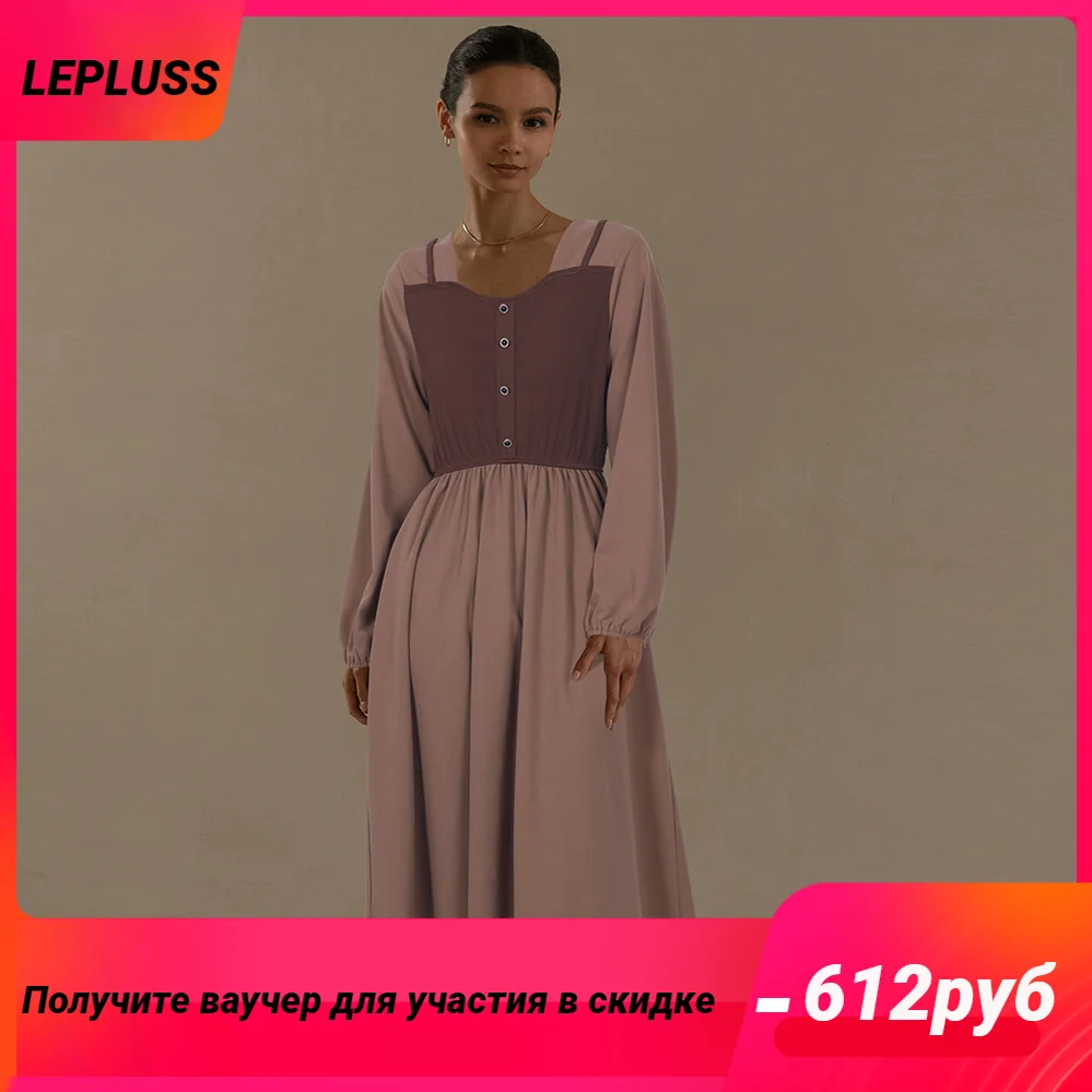 

LEPLUSS 2023 Vintage literary model loose casual long-sleeved women's spring and autumn fashionable and versatile women's one-pi