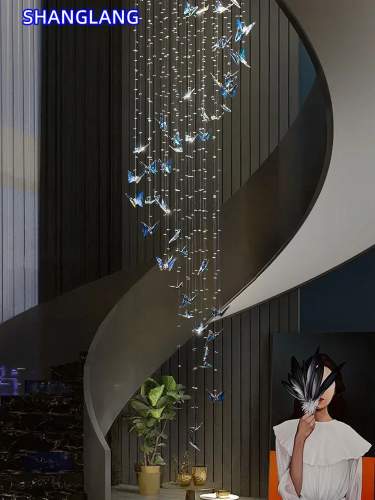 Minimalism Villa Crystals Pendant Light Indoor Lighting Pendant Lamps Suspended Ceiling Lamps Loft Butterfly Hanging Chandeliers 3