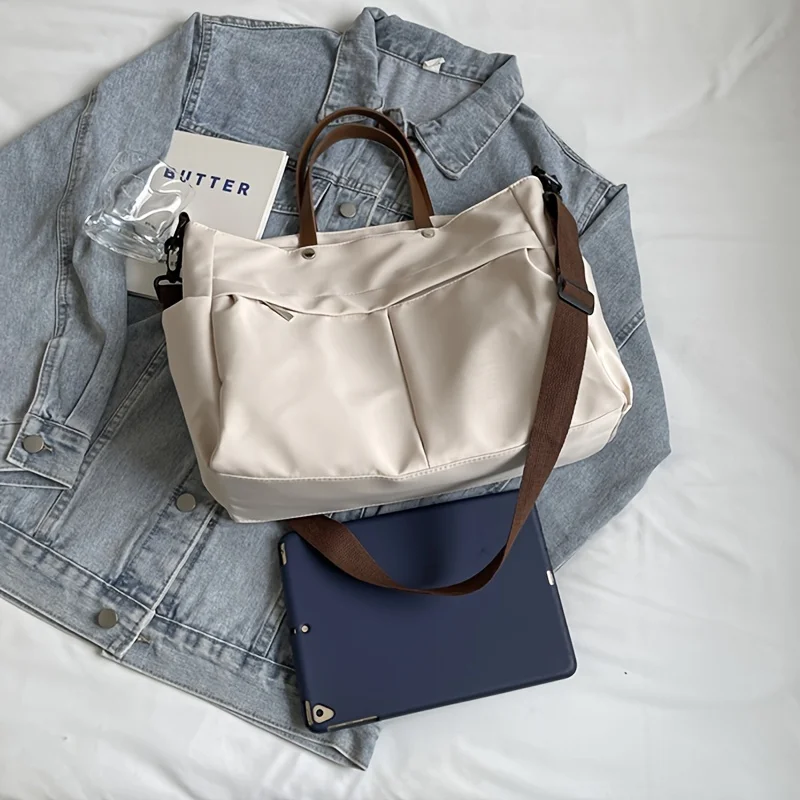 Spacious Nylon Tote Bag for Women Stylish Shoulder Crossbody Bag, Perfect for Casual Outings, Travel, Business, Fitness Shopping