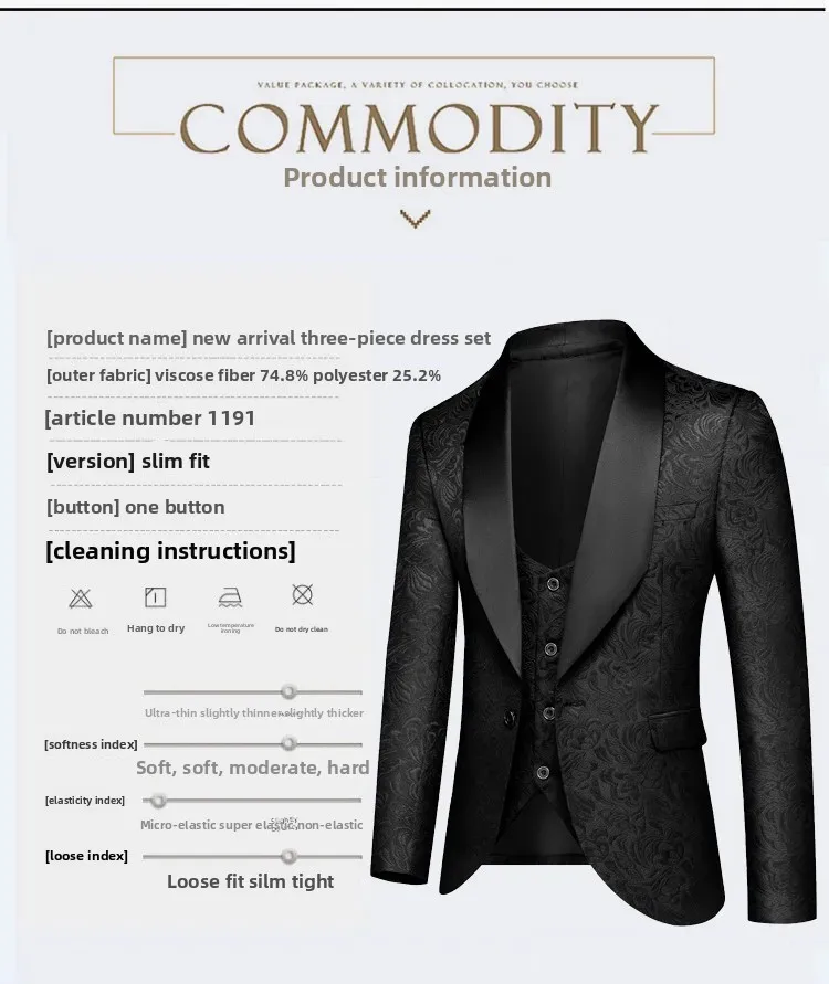 3-Piece Men's Wedding Suit View 2