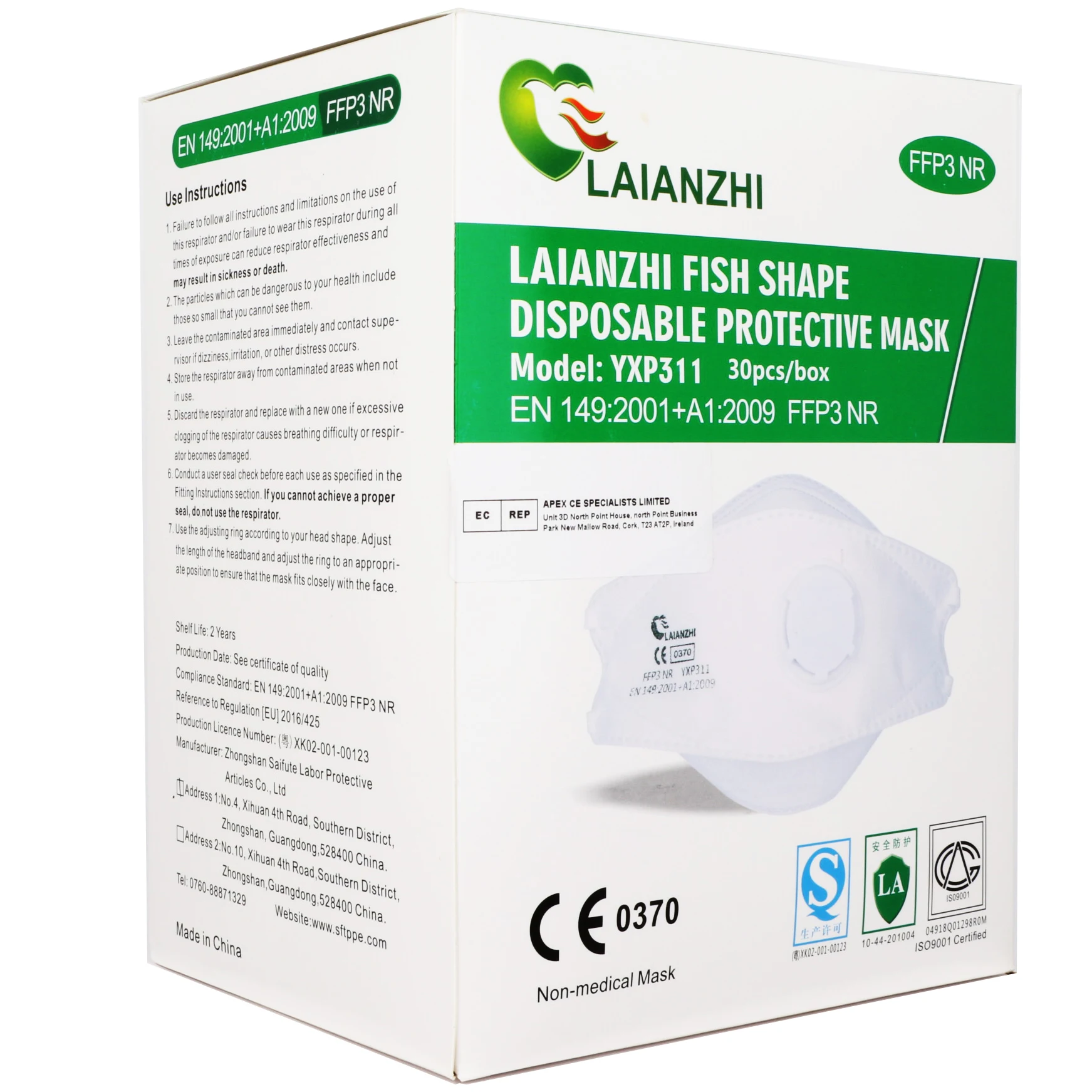 LAIANZHI FFP3 CE Face mask Air valve protective masks pm2.5 masks harmful hygiene mask filter Headwear mouth mask ffp3mask 5
