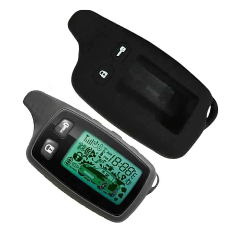 front parking sensor 2-way TW-9010 LCD Remote Control + Silicone Key Case for Russian Keychain TW 9010 two way alarm Tomahawk TW9010 car security system