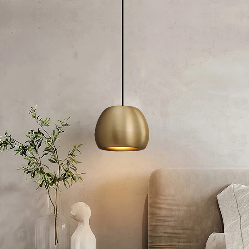 

Hanging Line Lamp Copper Bedroom Bedside Chandelier Light Luxury Golden Study Modern Bay Window Long Line Single Head