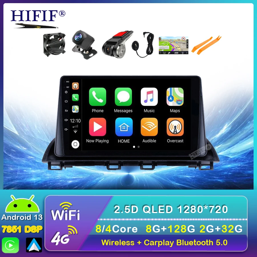 

DSP CAR Android 13 Multimedia Radio Player For Mazda 3 Axela 2014-2019 GPS Navigation Video stereo Audio head unit 2DIN NO DVD