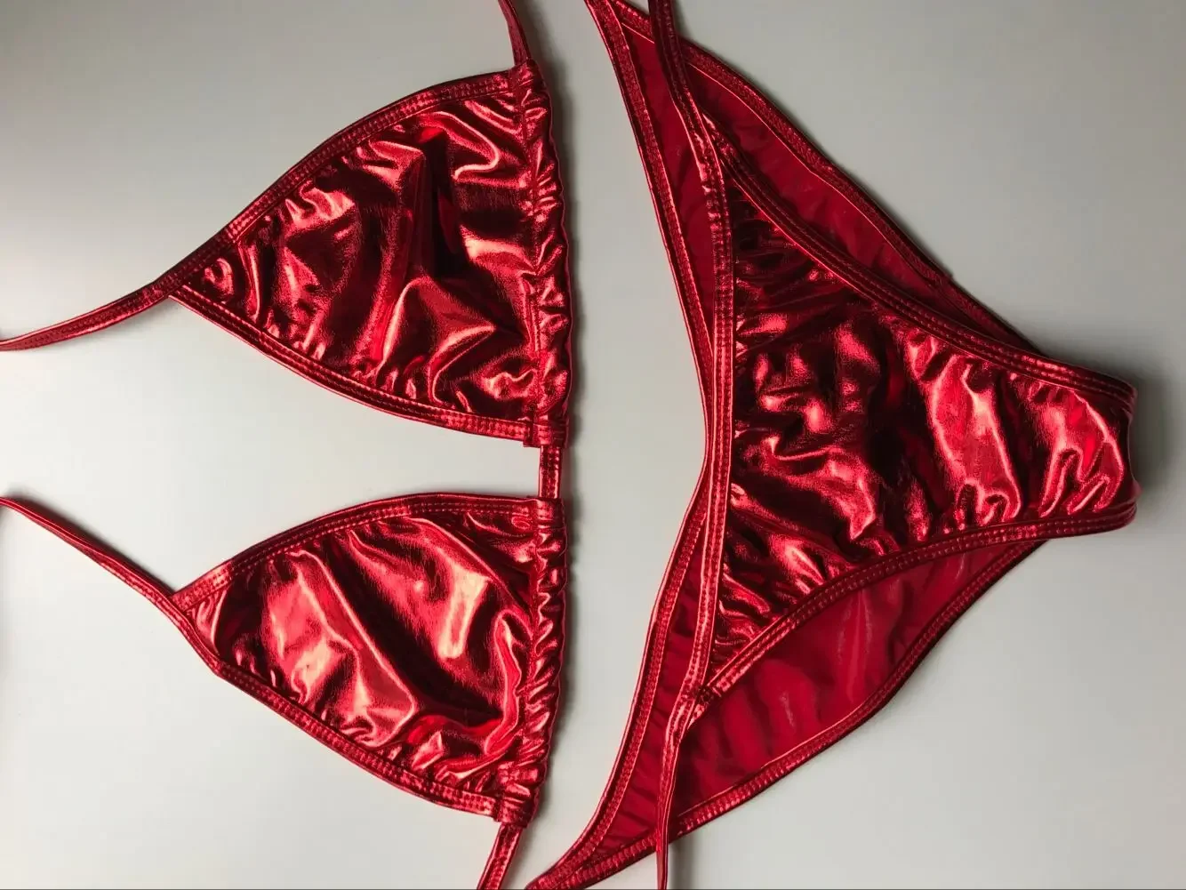 Sexy Metallic PVC Faux Leather Underwear Babydoll Lingerie
