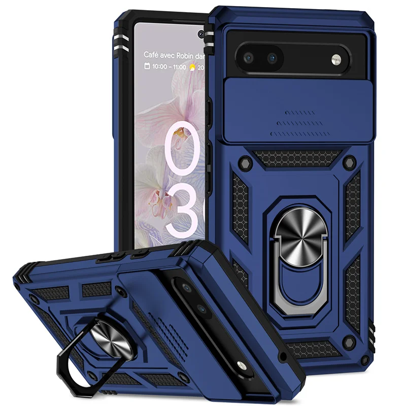 Enhanced Protection Magnetic Ring Holder Phone Case with Camera Lens Shield