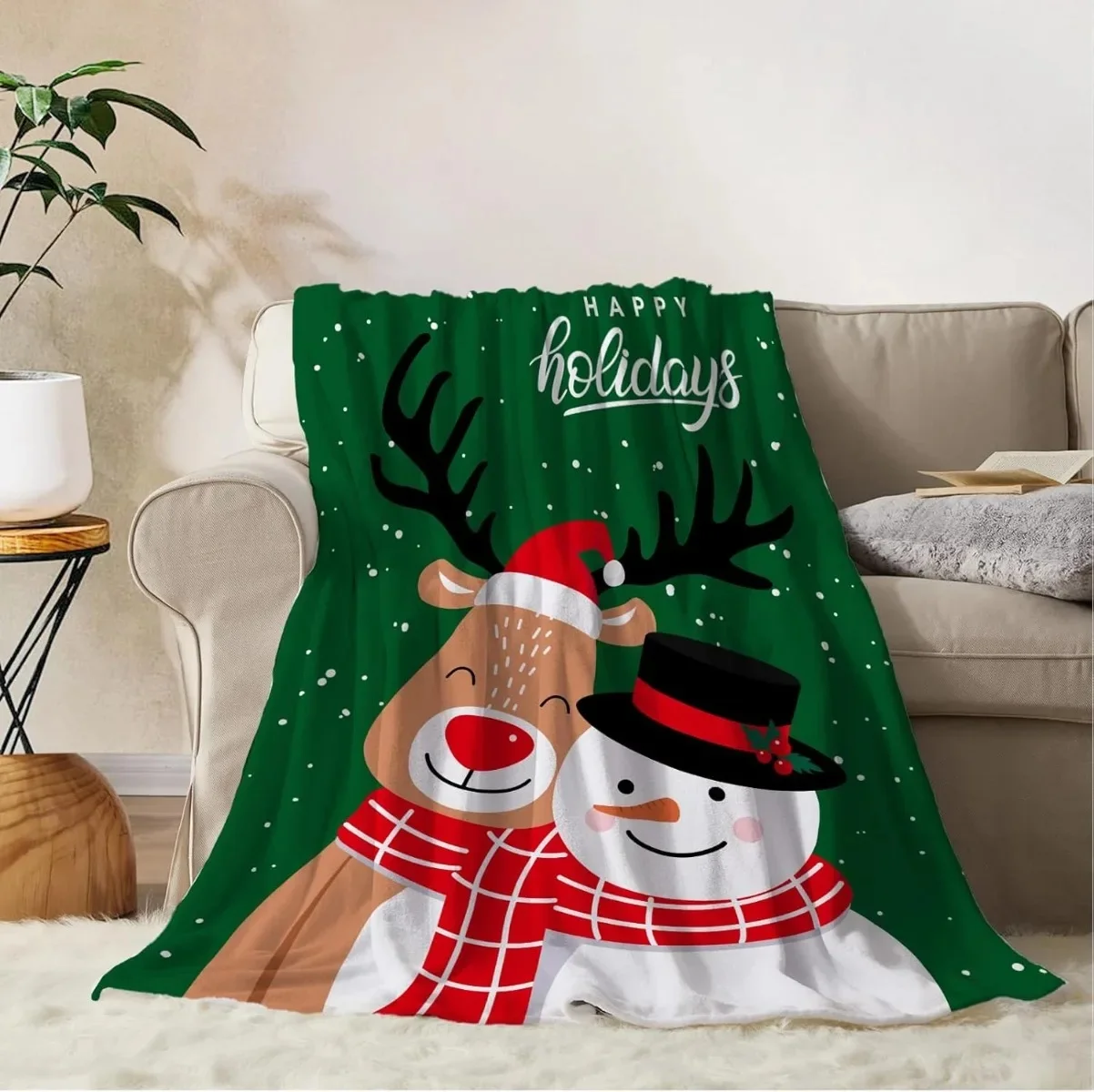 Christmas Snowman blanket Throw Sofa blanket Bedspread bed fluffy soft blankets  Plaid Modern simple Merry Christmas winter