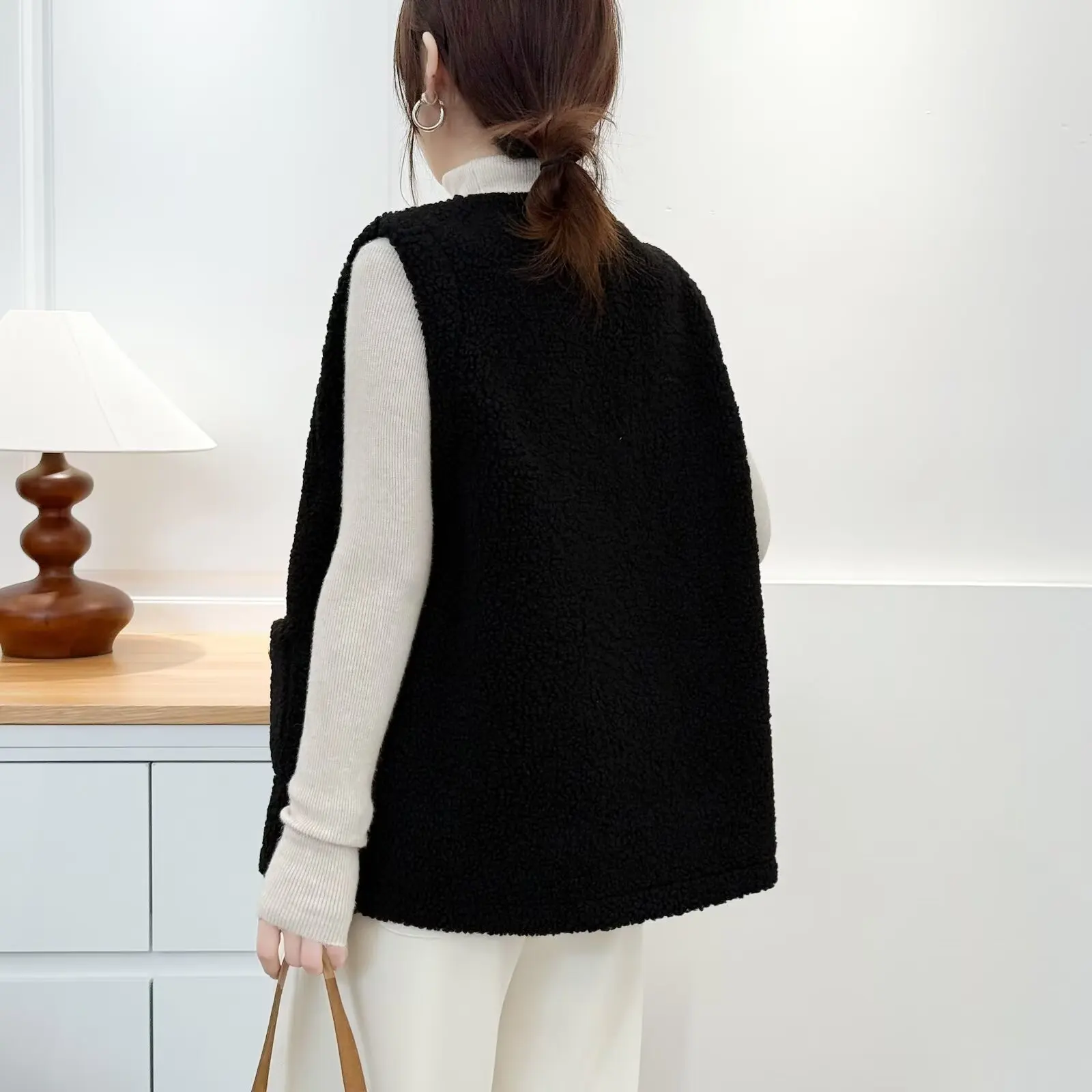 XXXXL Fashion Plus Size Women's Sleeveless Vest Autumn And Winter New Retro Thickened Polar Fleece Waistcoat 962