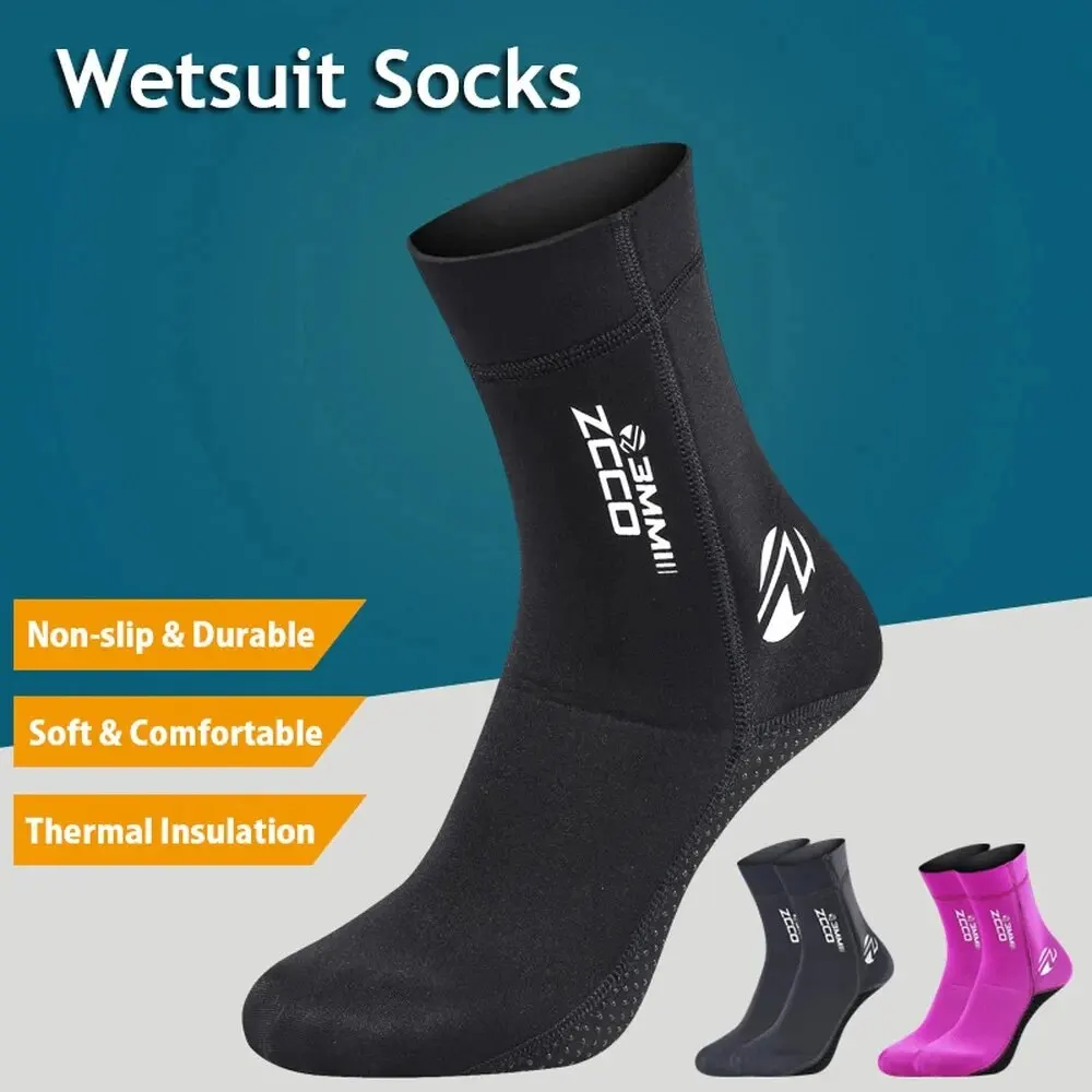 Diving Socks 1 Pair 3mm Neoprene Non-slip Adult Warm Patchwork Wetsuit Shoes for Men Womens Swimming Diving Surfing