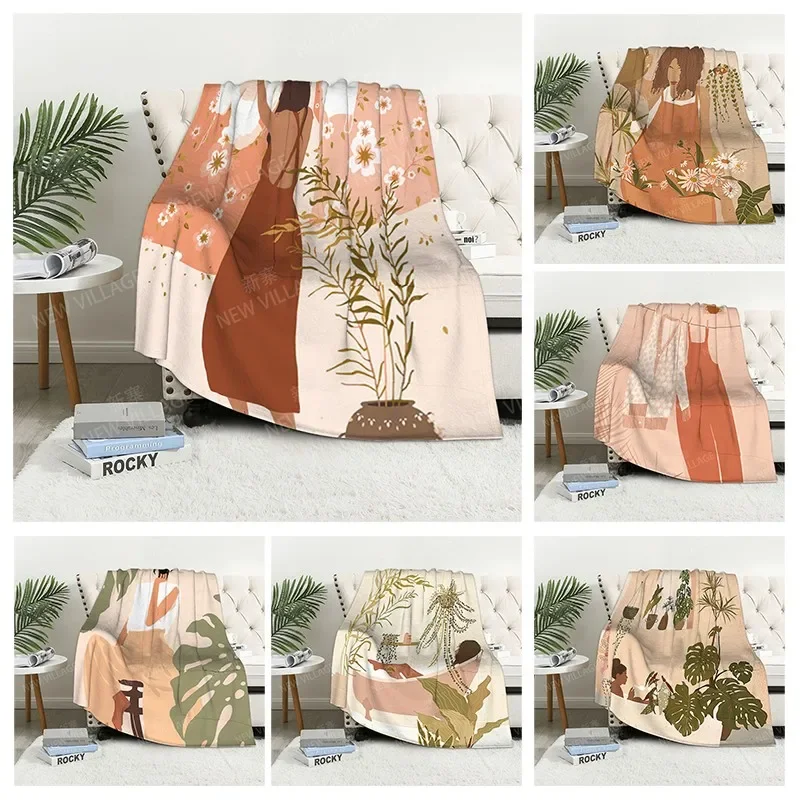 

Plaid sofa for Knee blankets warm winter bed cover throw blanket Decor boho warm fleece Nordic Soft and hairy leaf plant