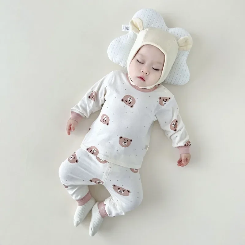 Baby Autumn Clothes Pants Set Children's Underwear High Waist Belly Pants Spring Pajamas Home Wear