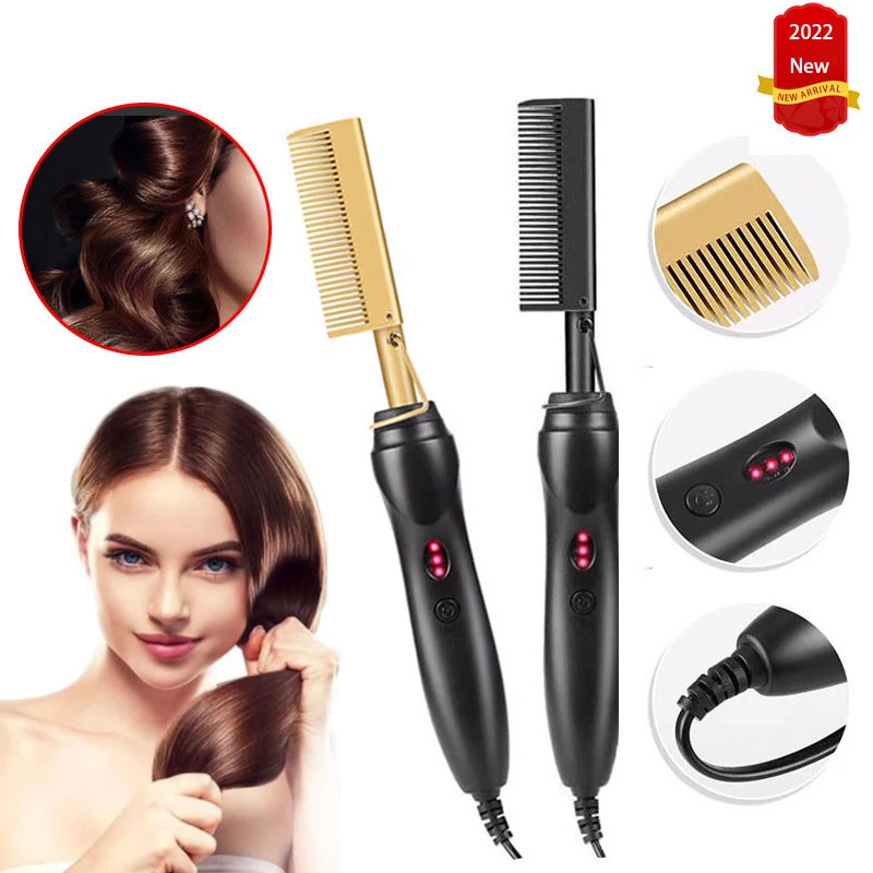 Dry And Wet Hot Comb Hair Straightener Brush Quick Heating 3 Gear Temperature Control Hair