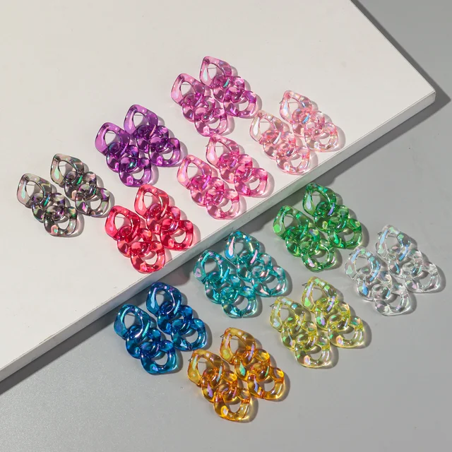 Acrylic Chain Earrings Bracelet Choker 4pcs Set 5