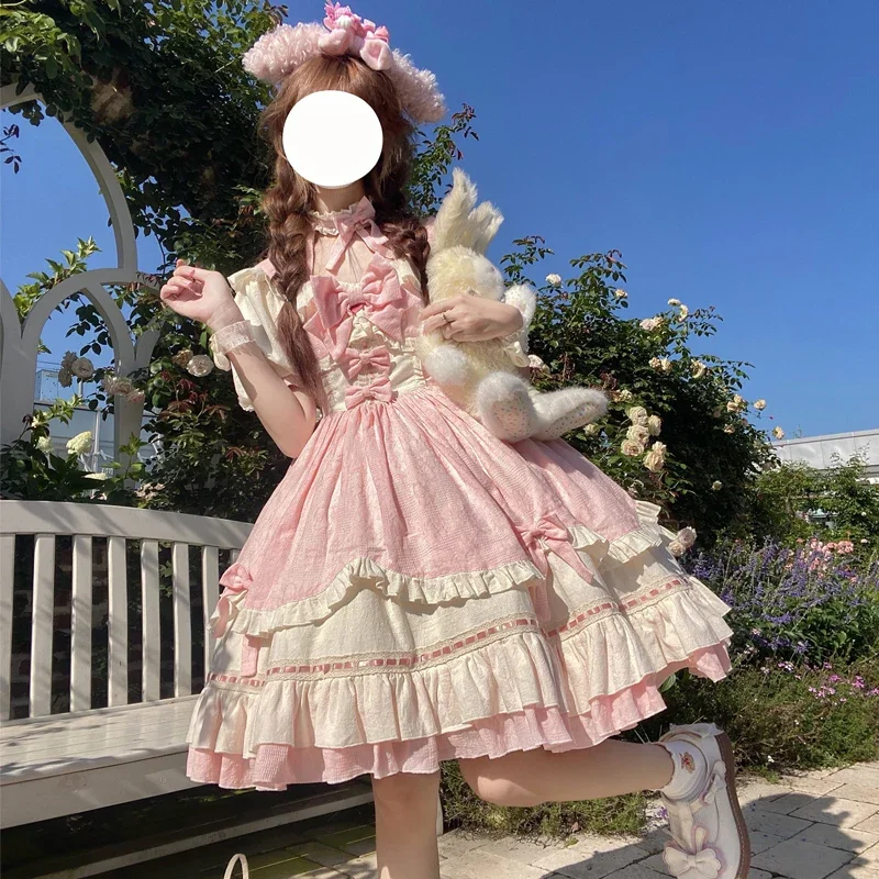 ワンピース BELLE STRING LAYERED DRESSIVORY Japanese Victorian Sweet Lolita OP Dress Kawaii Women Bow
