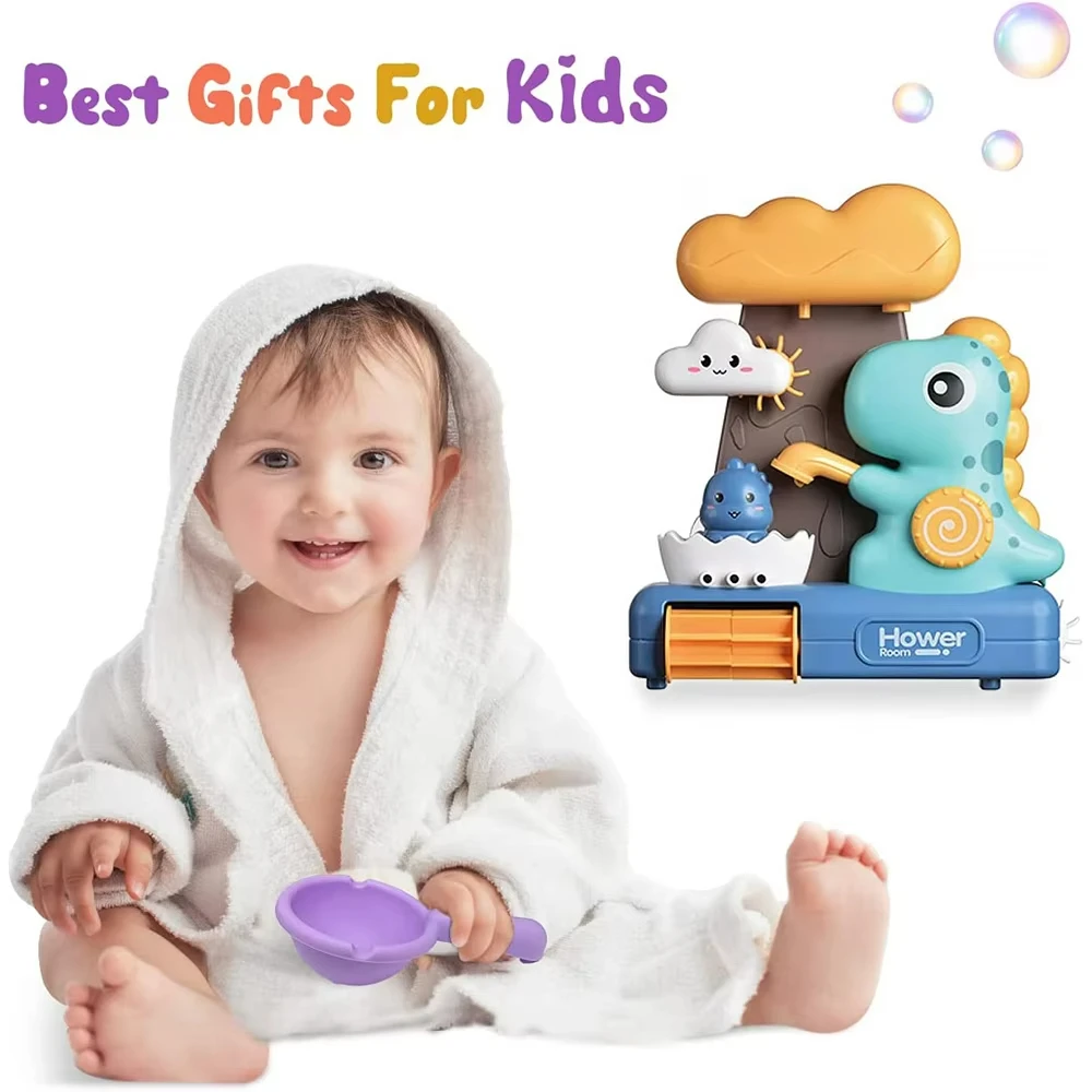 Baby Bathroom Water Toys Cartoon Animals Dinosaurs Suction Cup Pipe Assembly Bath Shower Head Children Bathe Play Water Game Toy