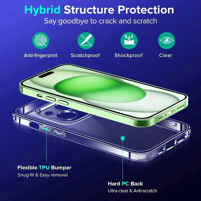 Crystal Clear Phone Case with Camera Protection - Air Soft TPU Full Back Cover
