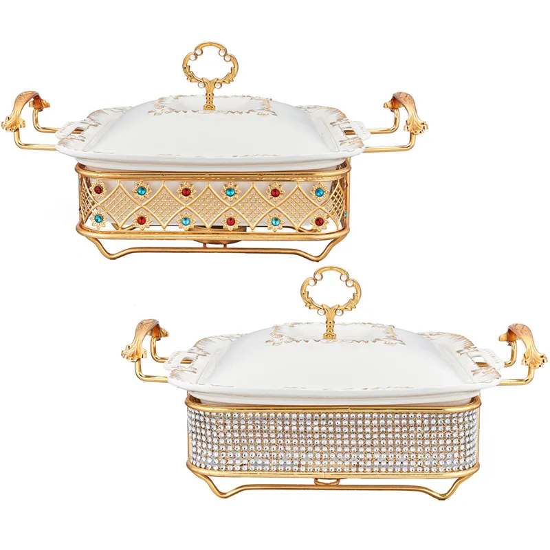 

Ceramic buffet stove hotel restaurant food heating container creative square ceramic alcohol stove