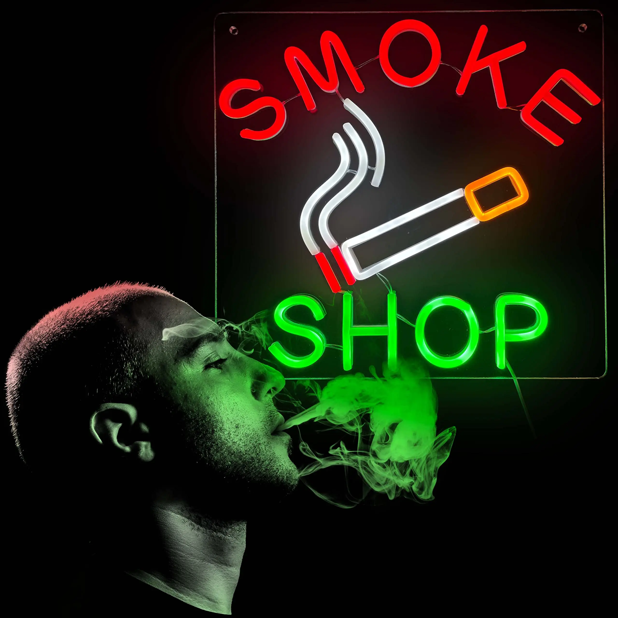Smoke Shop Neon Sign Business Open Sign Smoke Shop Decor LED Smoke Sign