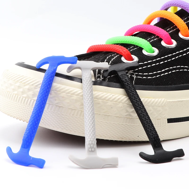 16Pcs Easy No Tie Shoelaces Elastic Silicone Flat Lazy Shoe Lace
