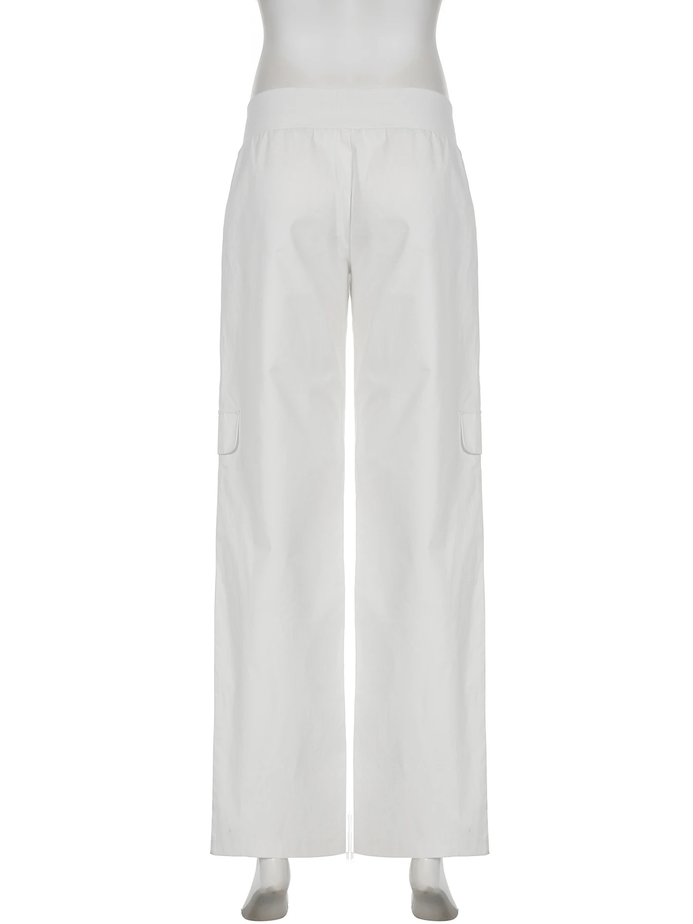 IAMSURE Casual Low-Waisted Pockets Pants Safari Style Loose Big Pockets Wide Leg Pants Women 2024 Summer Fashion Streetwear Lady