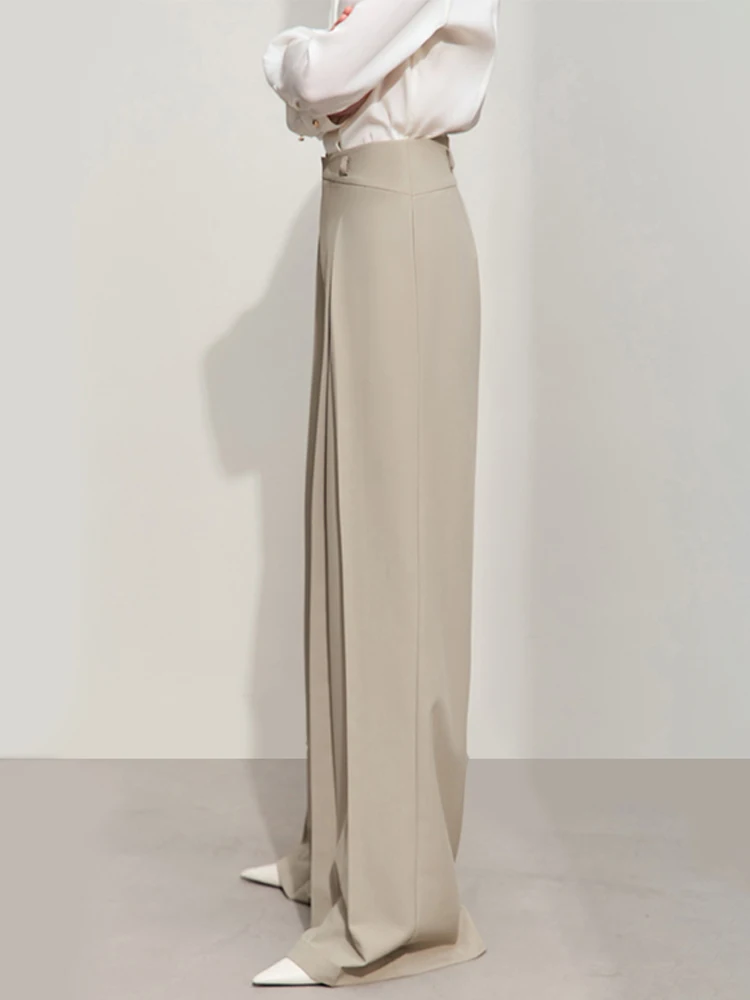 Amii Minimalism 2024 Spring Wide-leg Pants For Women New Commuter Lace-up Pleated Female Drape Loose Solid Lazy Pants 12451067