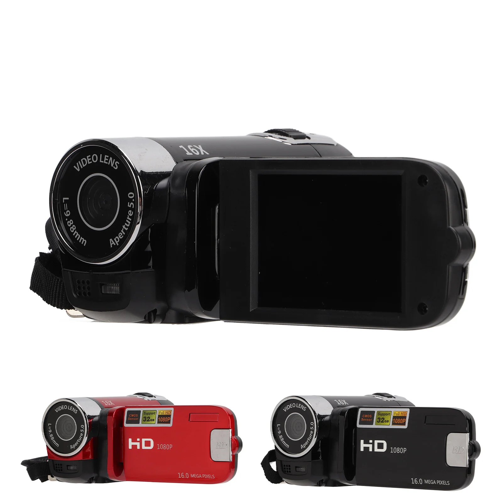 풀 HD 디지털 비디오 캠코더, 4K 48MP 카메라 녹음기, 270 ° 회전, 2.7 인치 컬러 스크린, 16X 줌, 신제품