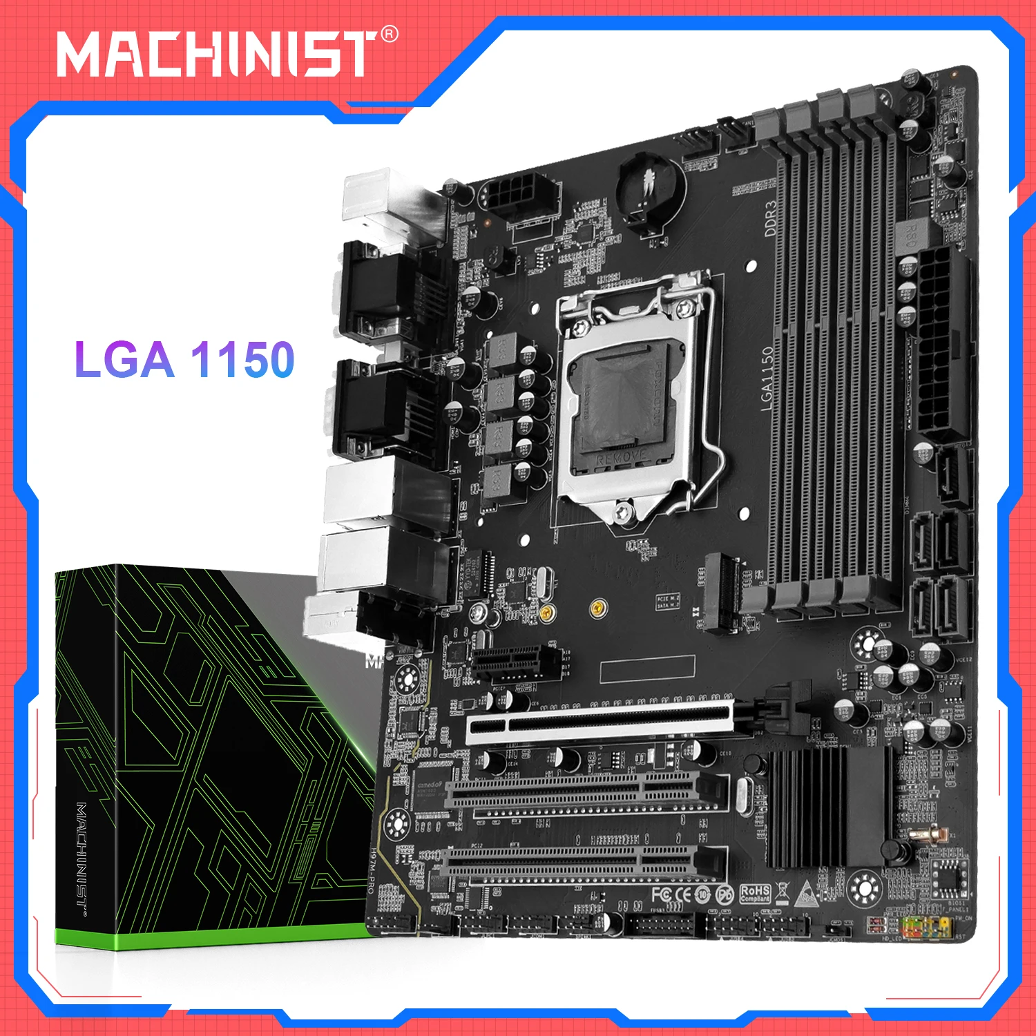 MACHINIST H97M PRO Motherboard unterstützt LGA 1150 Intel Core I3 I5 I7 E3 CPU DDR3 RAM SATA3.0 USB3.0 NVME NGFF M.2 M-ATX