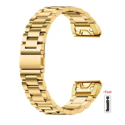 Stainless Steel Metal Watch Strap - QuickFit Design, 22/26mm Adjustable Band - 26mm (Gold)