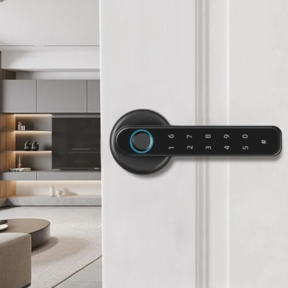 Smart Door Lock Biometric Identification Fingerprint Digital Lock with Handle Control Electronic Keyboard Password Bluetooth