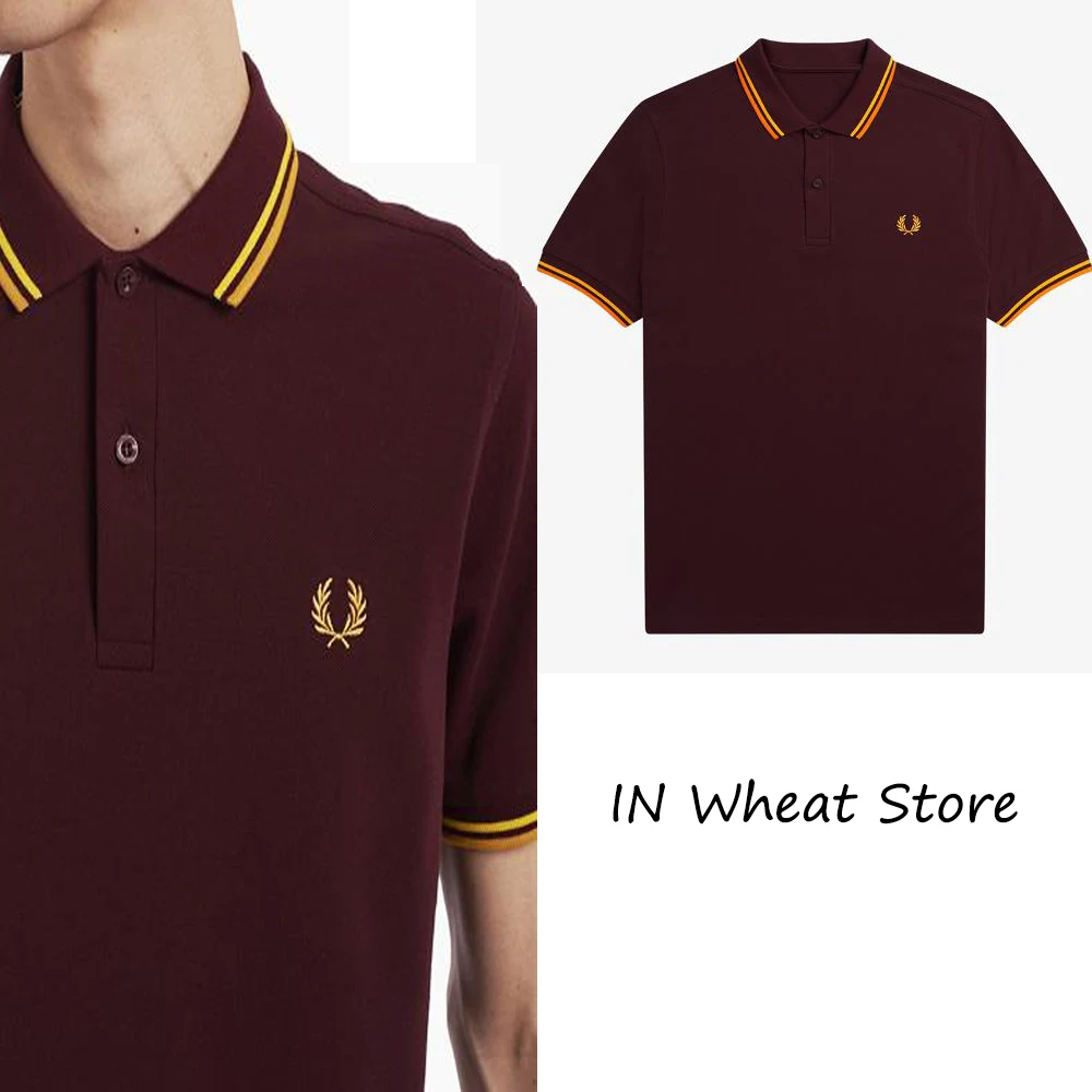 

Summer wheat embroidery business casual lapel men's pure cotton short sleeved polo shirt Golf wear Men's clothing