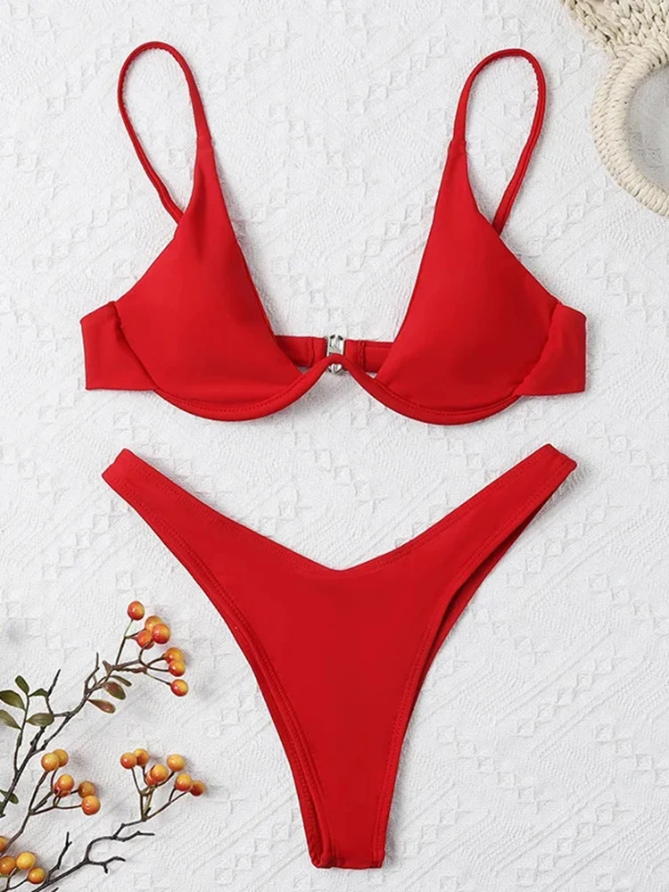 OIINAA Women Sexy Solid Bikini Set Two-piece Beachwear Summer Fashion Thong Swimwear Bather Bathing Suit Biquinis bikini set women swimwear bikini swimsuit