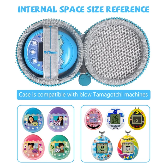 Virtual Electronic Digital Pets Travel Bag with Carabiner Hand Strap EVA Electronic Pet Machine Carrying Case for Tamagotchi Pix 1