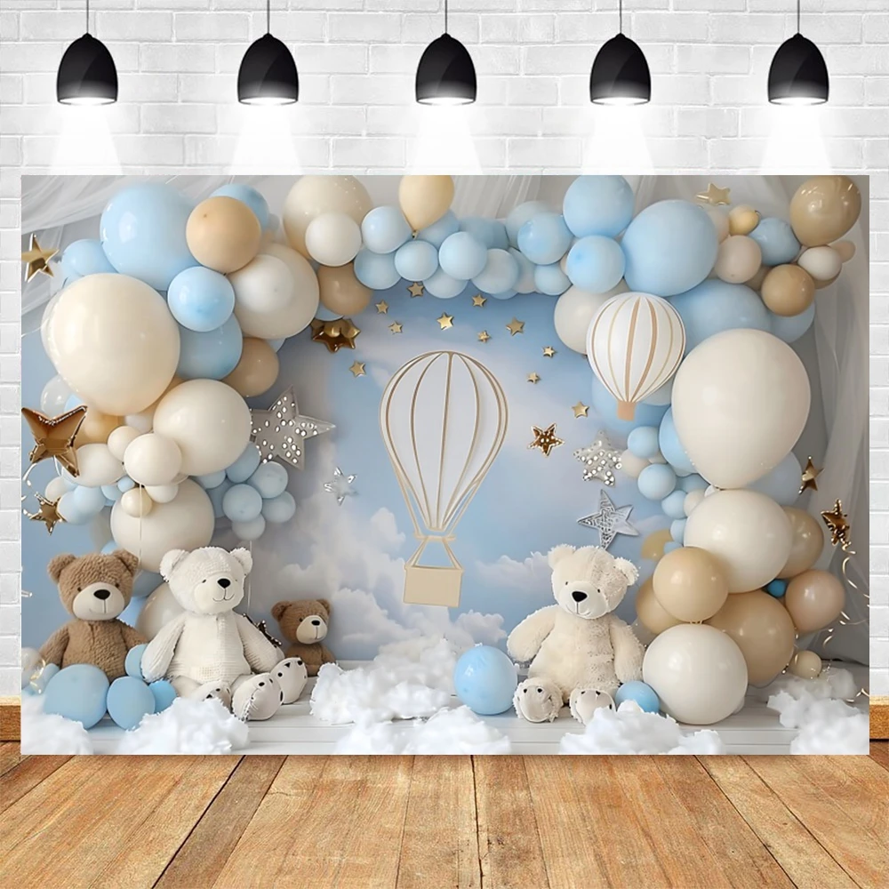 Newborn Baby First Birthday Backdrop Balloons Baby Shower Safari Jungle Animals Cake Smash Party Photographic Background Decor photo backdrop