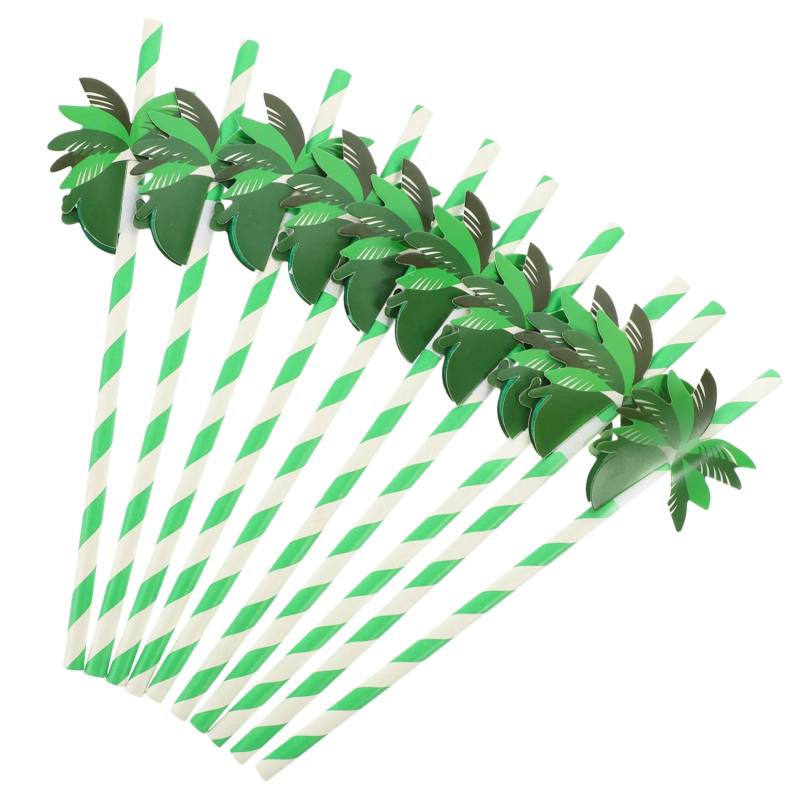 

50pcs Hawaiian Straws Pool Party Cocktail Straws Coconut Tree Shaped Paper Straws Cocktails Decor