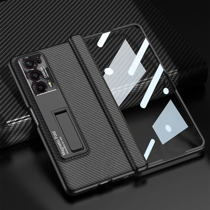 All-included Plain Leather Case For Honor Magic V2 Magnetic Hinge Case Shockproo