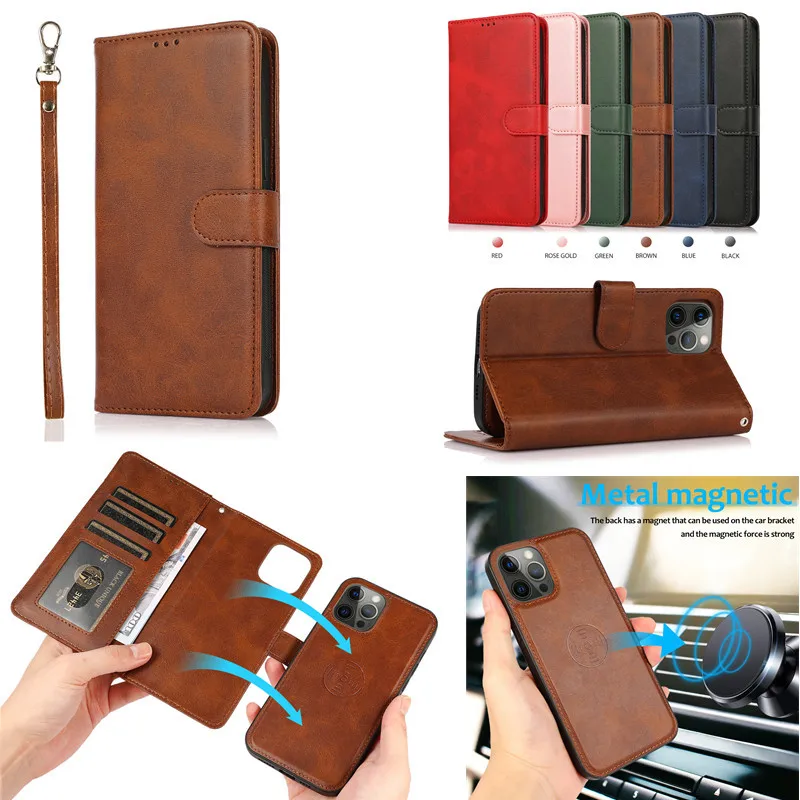  Case for iPhone 13 Wallet Case, XRPow [2 in 1] Magnetic  Detachable Wallet Case Vegan Leather Zipper Clutch Folio Flip Card Solt  Wrist Strap Purse Protection Back Cover for iPhone 13