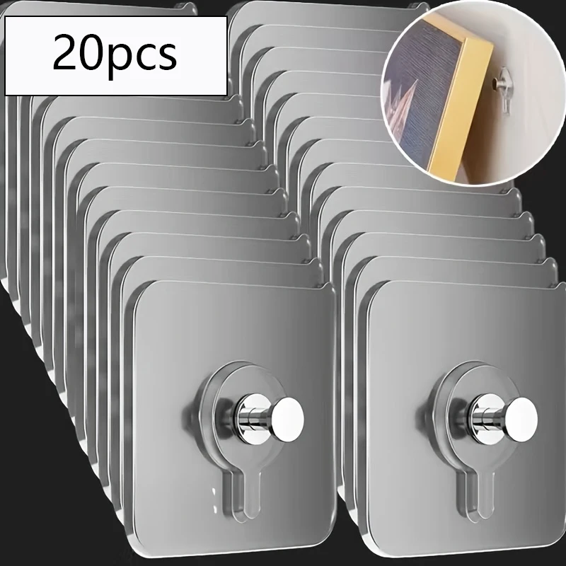 Gancio per cornice per foto adesivo forte da 20 pezzi, senza perforazione, gancio per cornice, cornice per specchio per pittura a olio senza soluzione di continuità, gancio rimovibile