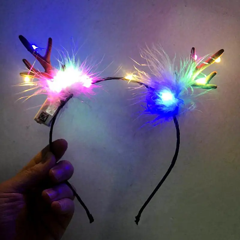 Christmas LED Hair Hoop Cute Christmas Headbands Festive Kids Headbands Glowing Antler Hairbands for christmas new year