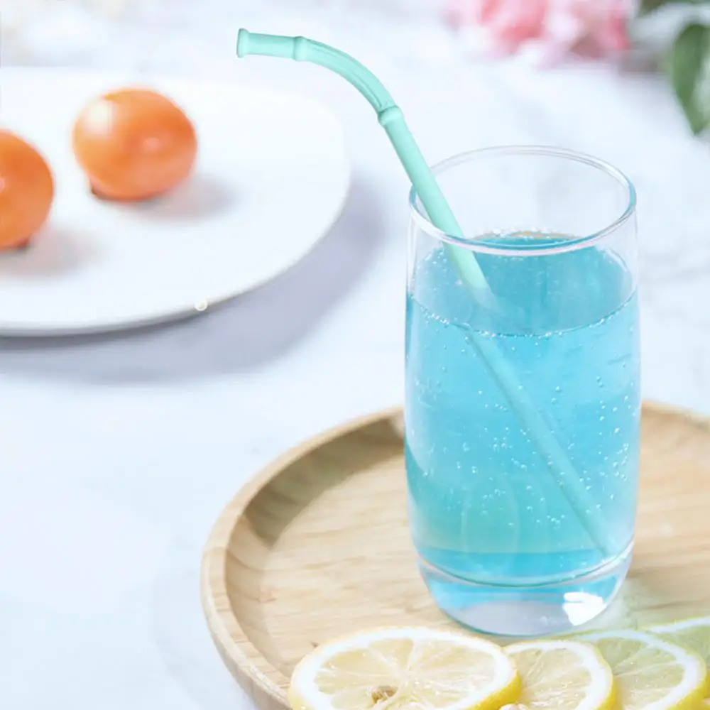 Water Cup Straw Silicone Food Grade Long Flexible Reusable Drinkware Kitchen Accessories Childrens Supplementary Straw Colorful