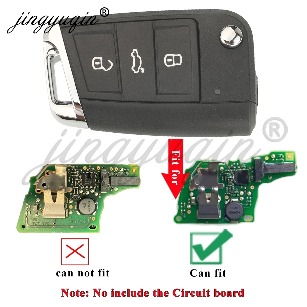 JingyuqinรีโมทกุญแจรถFobสําหรับVolkswagen VW Golf Polo T-CROSS 2017-2021 Skodaที่นั่งHu162t 3 ปุ่มKeylessกรณี 2
