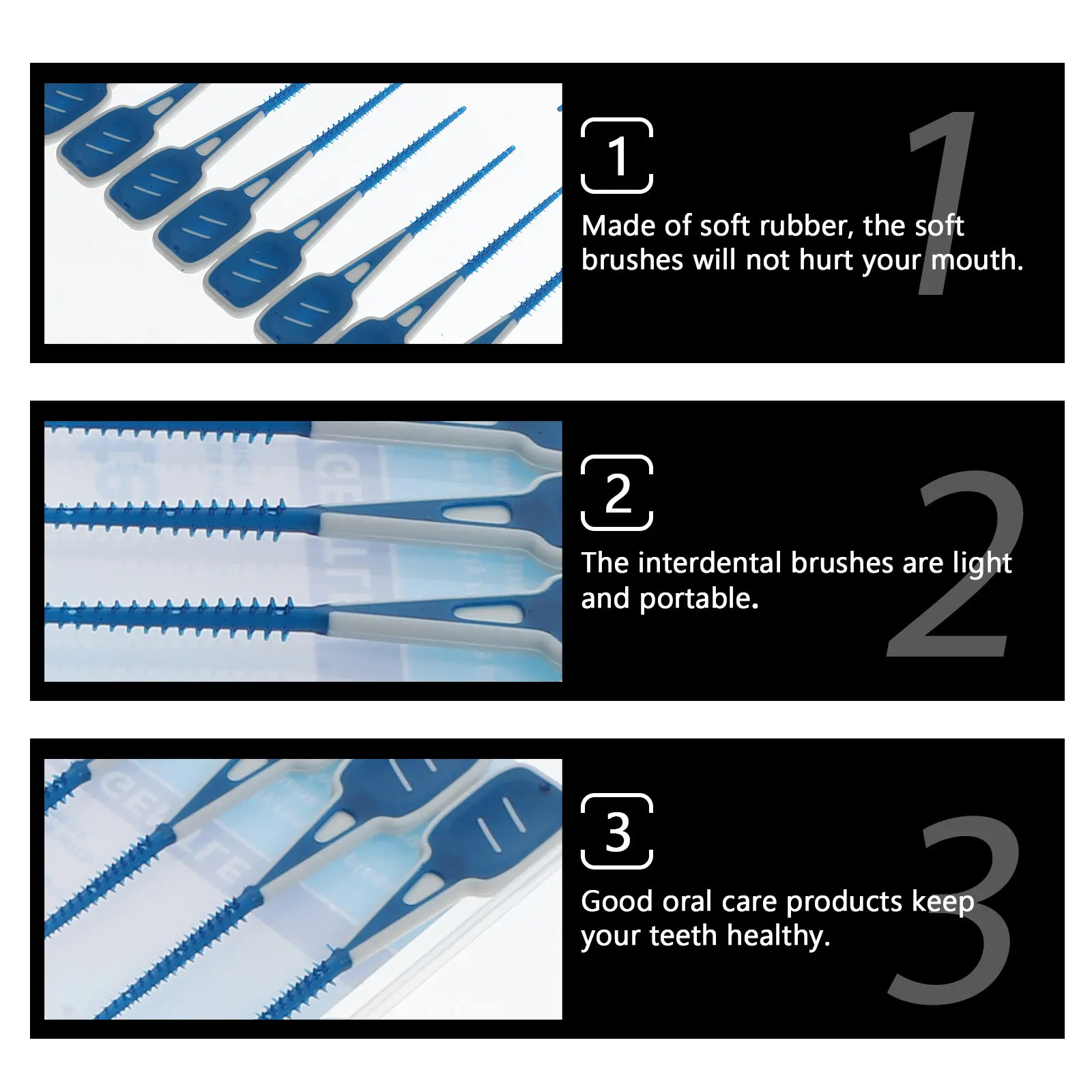 48Pcs 치간 브러쉬 치아 클리너 다양한 색상 휴대용 구강 관리 도구 효과적인 치아 청소 치실 픽