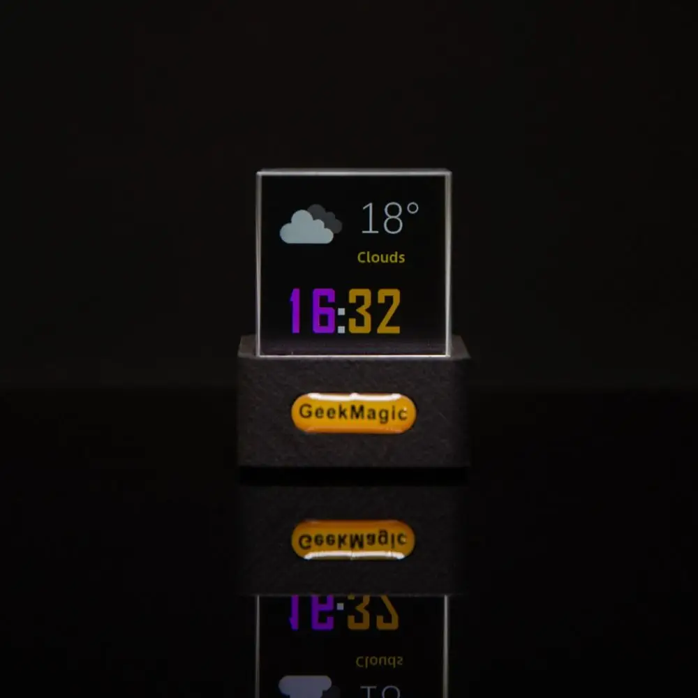Digital Clock Weather Clock LCD Digital Clock Digital Desk Clock Weather Station Display GIF Animations Album GeekMagic GIFTV Smart Weather Station Crystal Cube Holographic Digital Clock