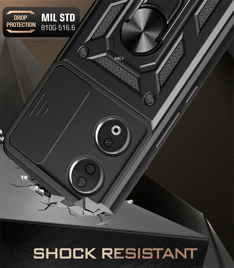 Shockproof Magnetic Ring Holder Armor Case with Lens Protection